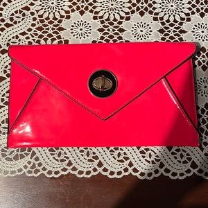 Melie Bianco Hot Pink/Red Clutch Polkadot Interior